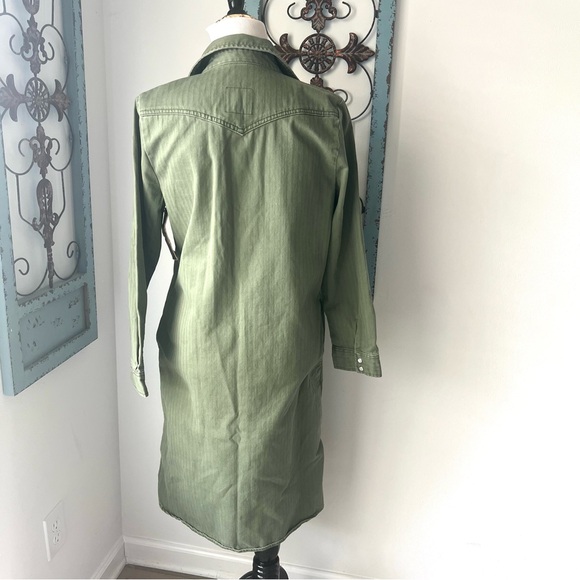 Lee Vintage Modern Olive Green Snap Front Denim Shirt Dress, NWT - Picture 7 of 14